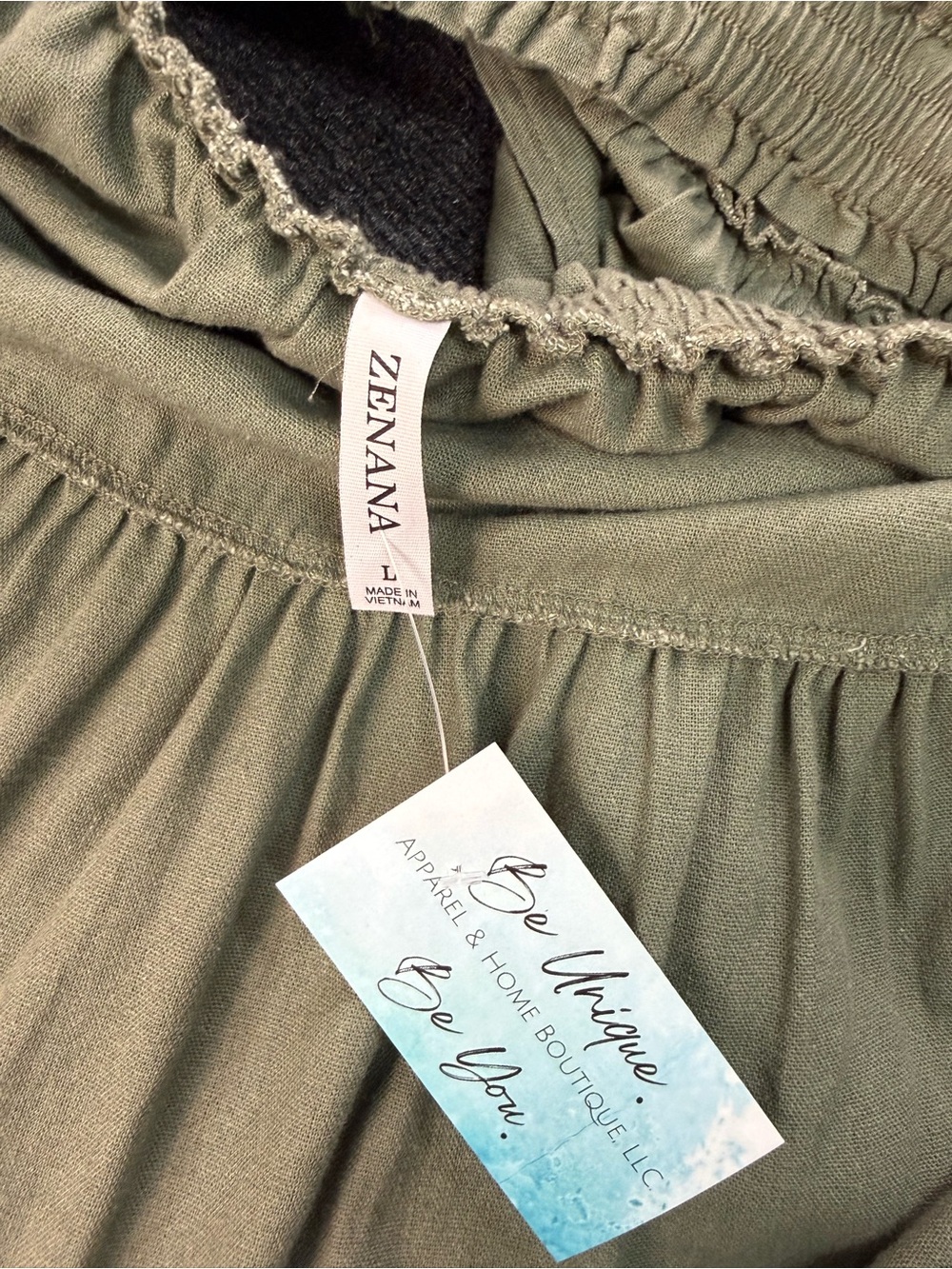 Light Sage Olive Color way Tiered Women’s Skirt with Drawstring Waist - Picture 7 of 7